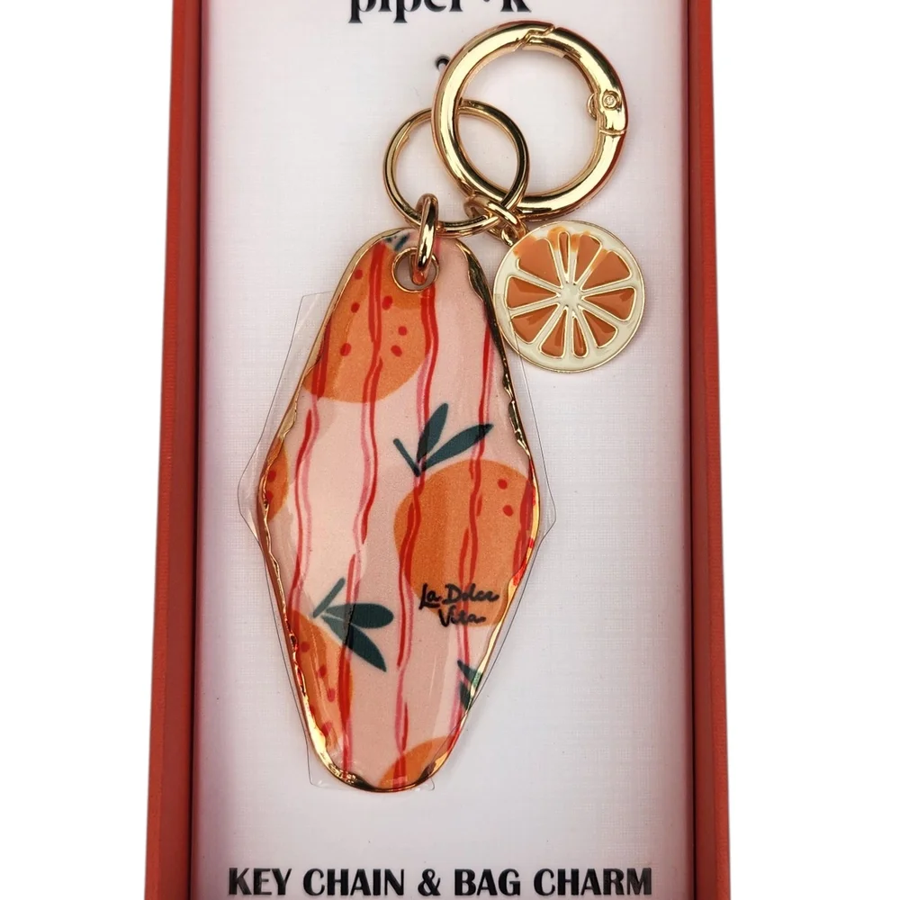 Piper K Oranges La Dolce Vita Bag Charm Keychain